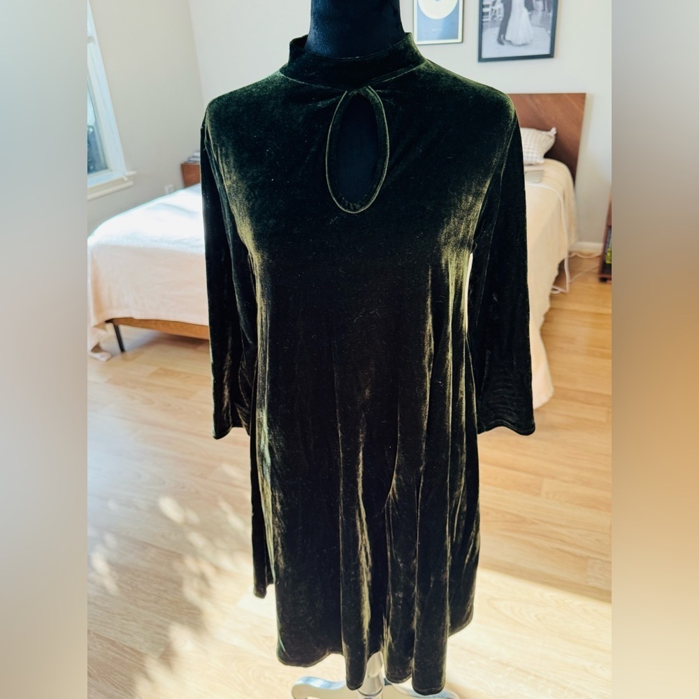 VINTAGE Velvet Green Keyhole Dress VGVC